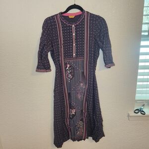 AURELIA Women Printed Three-Quarter Sleeves Straight Kurta L